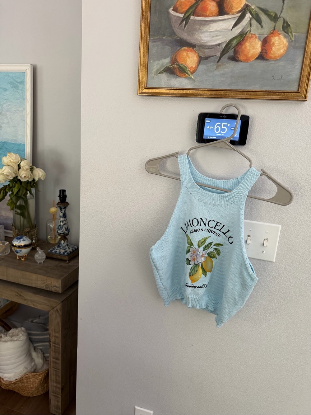NWOT Light Blue Limoncello Graphic Knit Tank Top Note: fits like a size SMALL